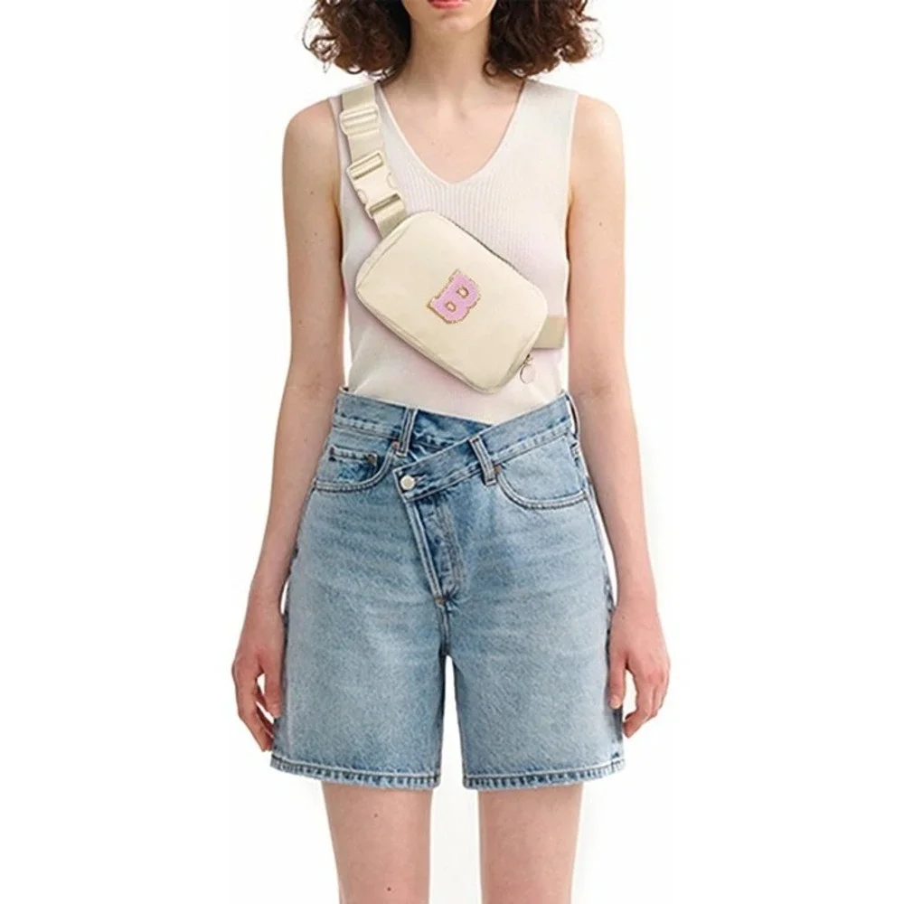 Uygafly Belt Bag Fanny Pack Crossbody Bag / Purse New Khaki Letter B